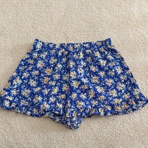 American Eagle Outfitters Floral High Waist Blue Shorts